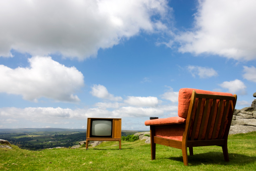 Armchair and TV on a hill