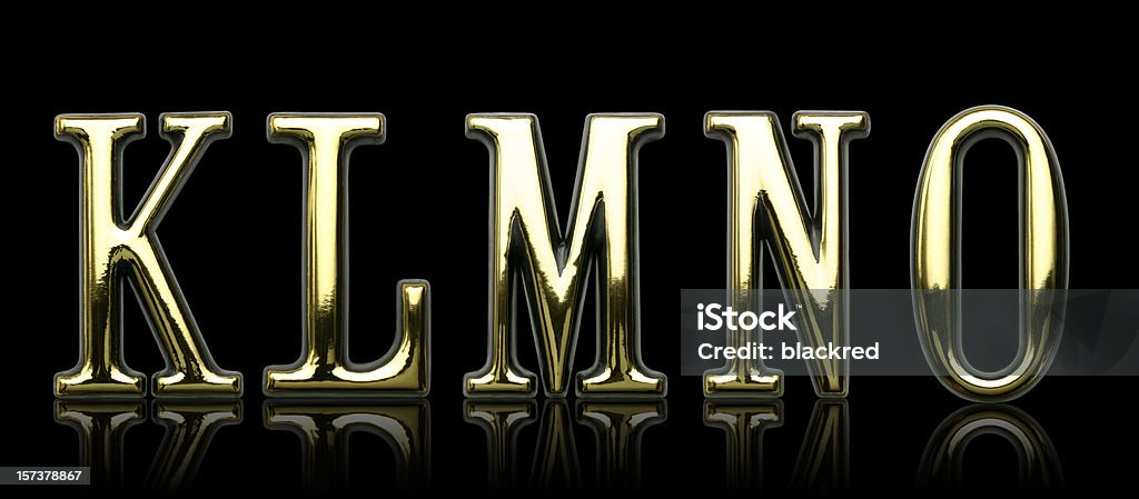 Golden letras-K L M N O - Foto de stock de Fundo preto royalty-free