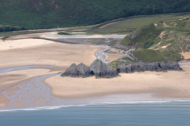 istock Aerial view of Three Cliffs Bay on Gower 157378873