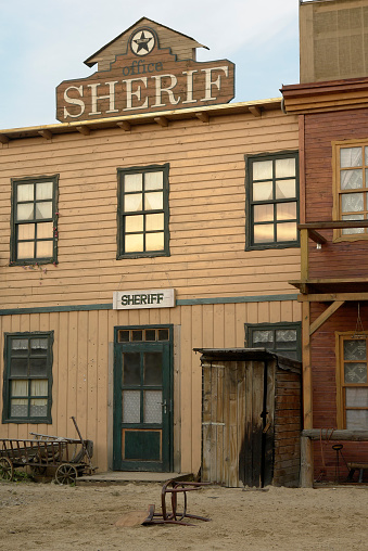 Sheriff's office, Wild West old wooden buildings, houses.