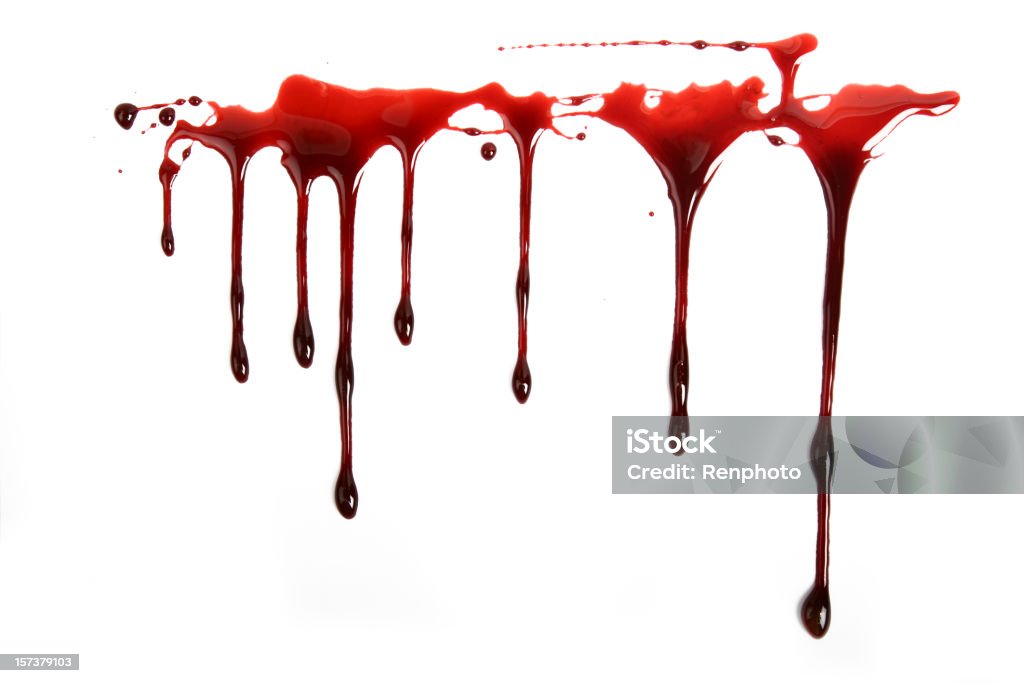 Realistic Blood Dripping on White Background - 免版稅血圖庫照片