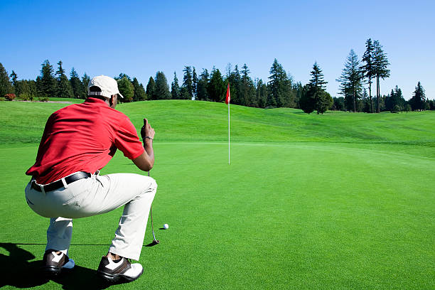 Lining Up The Putt  golf concentration stock pictures, royalty-free photos & images