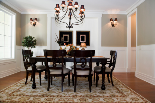 Formal Dining room Interior architecture design wood floors table