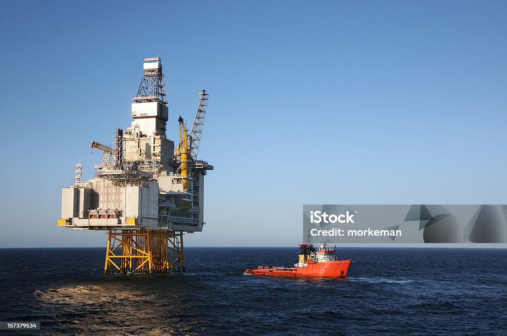 platform and boat  Offshore Platform Stock Photo