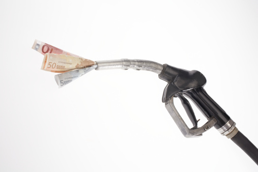 Fuel costs showing Euro bills