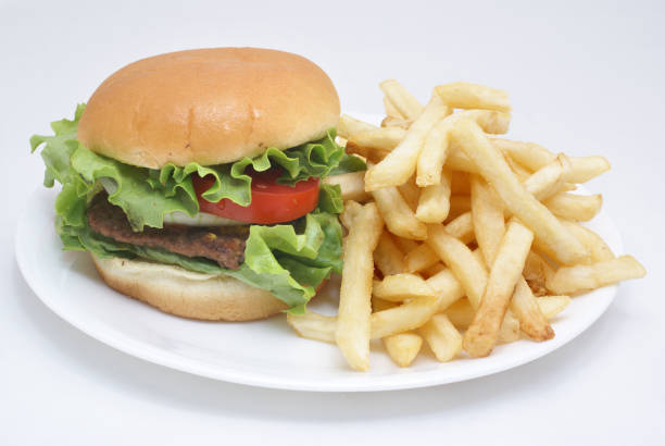 istock hamburger and French fries 157379753