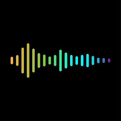 Sound wave symbol of equaliser. Colored equalizer waves on a black background. Vector illustration. EPS 10. stock image.