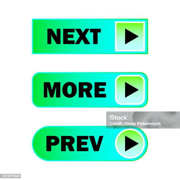 Next Moreover Previous More Next Button Set Vector Illustration Eps 10 Stock ...