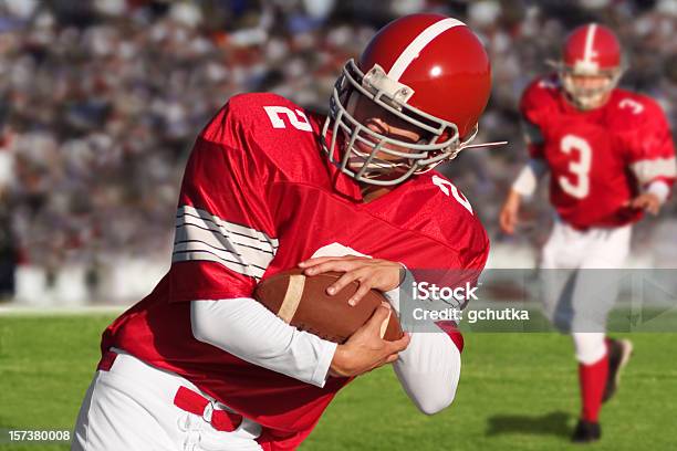 Football Players On Field Stock Photo - Download Image Now - Red, American Football - Sport, American Football - Ball