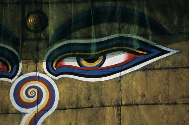 The eye of Kathmandu's Monkey Temple (Swayambhunath), the oldest Tibetan Budda stupa in Nepal.