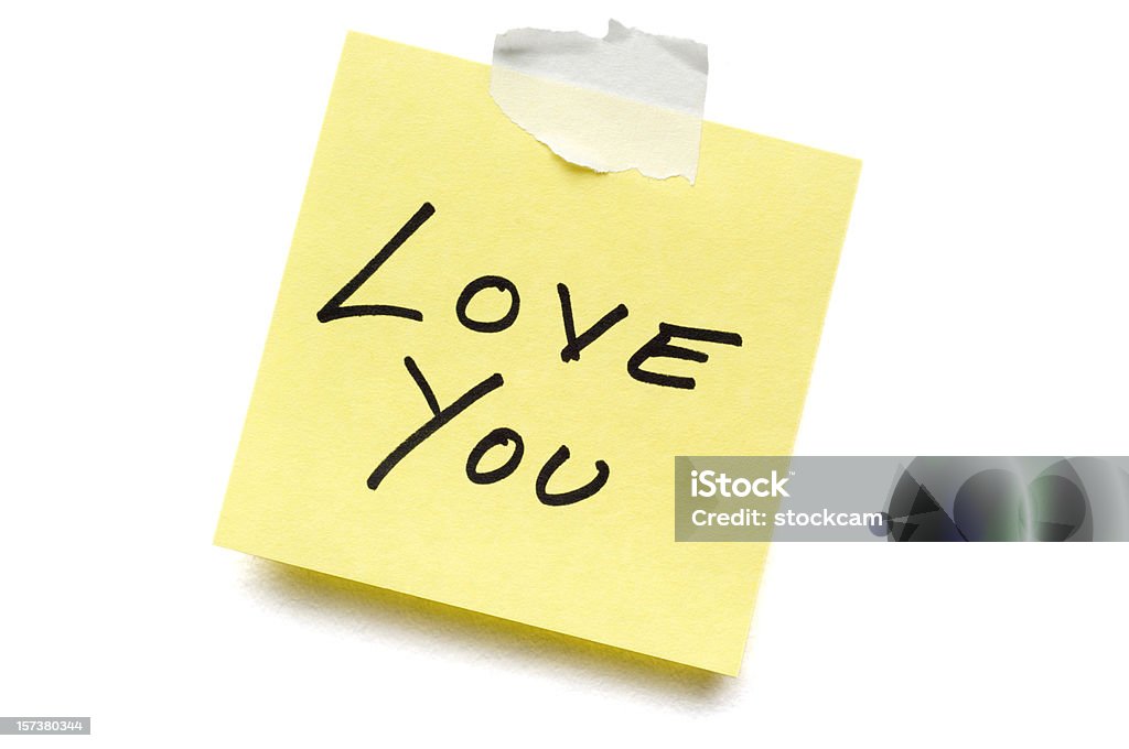 Love Post-it Note isolated on white  Adhesive Note Stock Photo