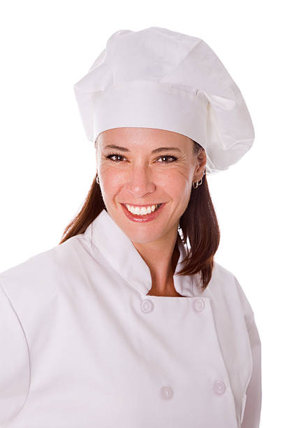 istock Woman Chef Against a White Background 157380427
