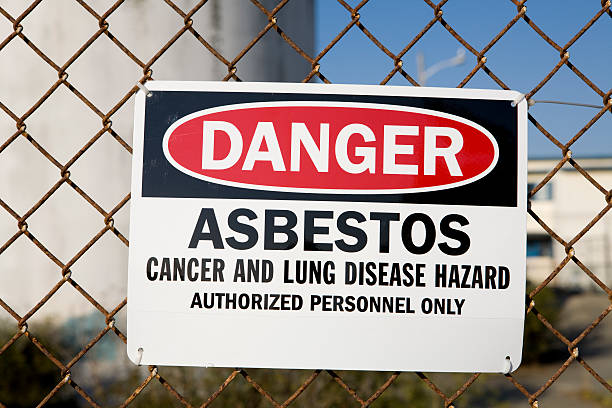 Danger Asbestos Warning Sign stock photo