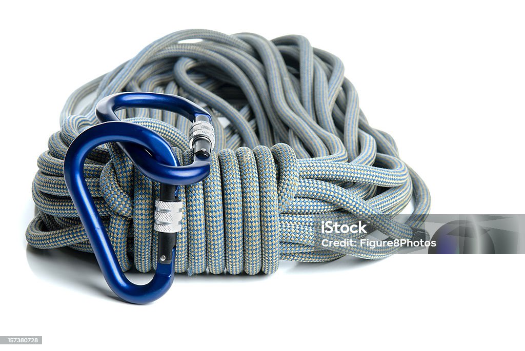 Carabiners i liny - Zbiór zdjęć royalty-free (Lina do wspinaczki)