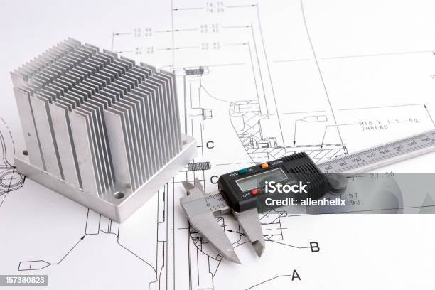 Technische Zeichnung Stockfoto und mehr Bilder von Schieblehre - Schieblehre, Computerausdruck, Digital generiert