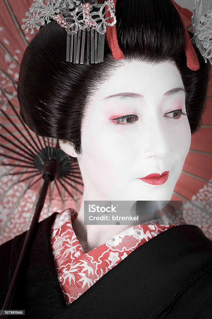Japoński Gejsza - Zbiór zdjęć royalty-free (Ceremonialny makijaż)