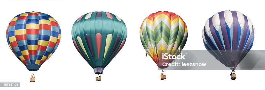 Hot Air Balloons-isolé sur blanc - Photo de Montgolfière libre de droits