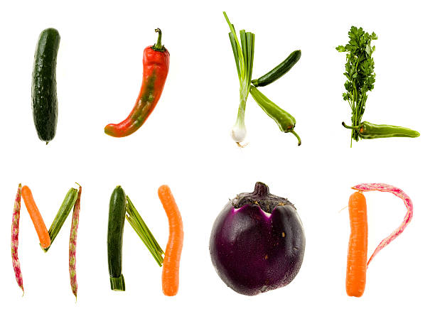 xxl des lettre de l'alphabet - alphabet vegetable food text photos et images de collection