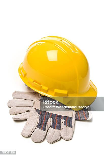 Hard Hat And Work Gloves Stock Photo - Download Image Now - Clothing, Color Image, Cut Out