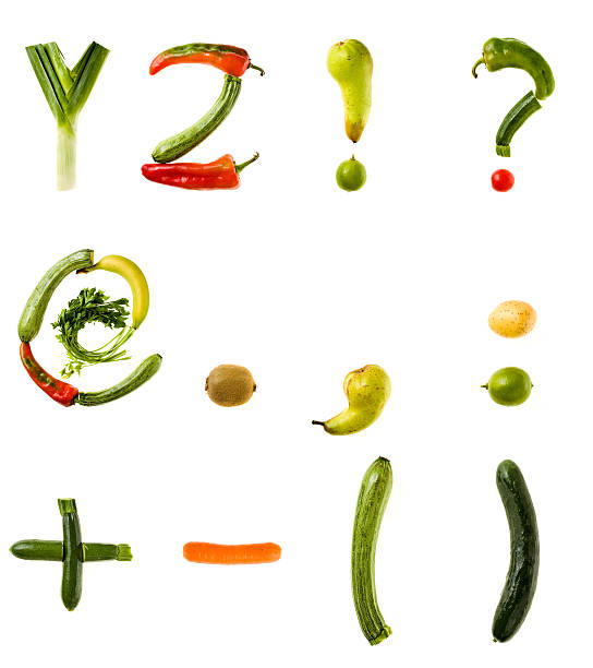 xxl des lettre de l'alphabet - alphabet vegetable food text photos et images de collection