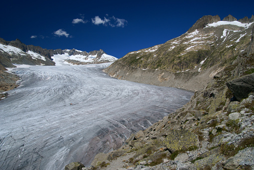 Feegletscher glacier in Wallis Alps in Switzerland.