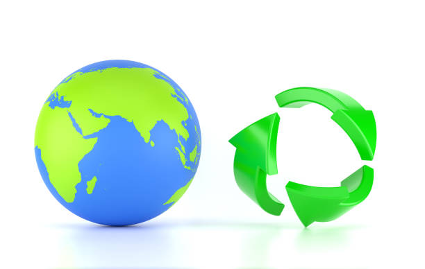 Globe Planet Earth And Recycle icon On White Background