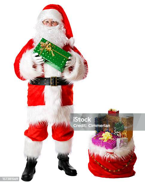 Santa Com Presentes Em Branco - Fotografias de stock e mais imagens de Adulto - Adulto, Adulto maduro, Alegria