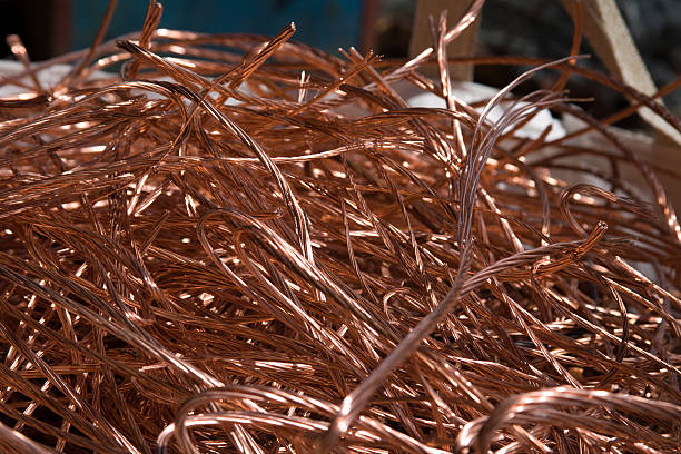 copper kabel altmetall recyceltem - metal waste stock-fotos und bilder