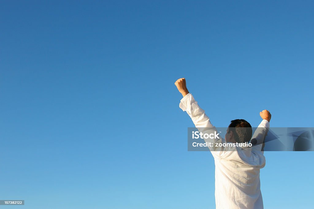 Success day - man with hands up Man shouting his victory. See more this series:::: Photography Stock Photo