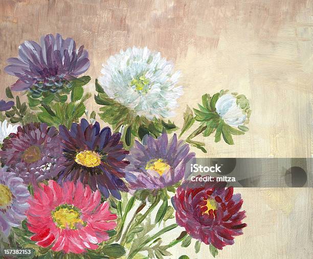 Разноцветные Цветы Расстановка — стоковая векторная графика и другие изображения на тему Цветок - Цветок, Oil And Acrylic, Акриловая живопись