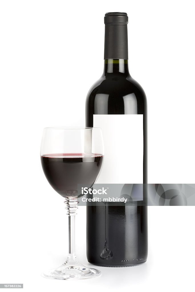 Wine still life (clipping path), isolated on white background Wine still life. Clipping path included. You can easily add your own design on label ;). Wine Bottle Stock Photo