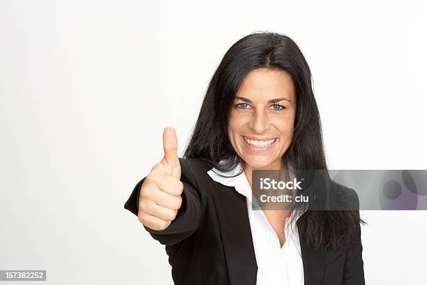 Businesswoman Showing Thumbs Up Stock Photo - Download Image Now - Black Hair, Business, One Woman Only