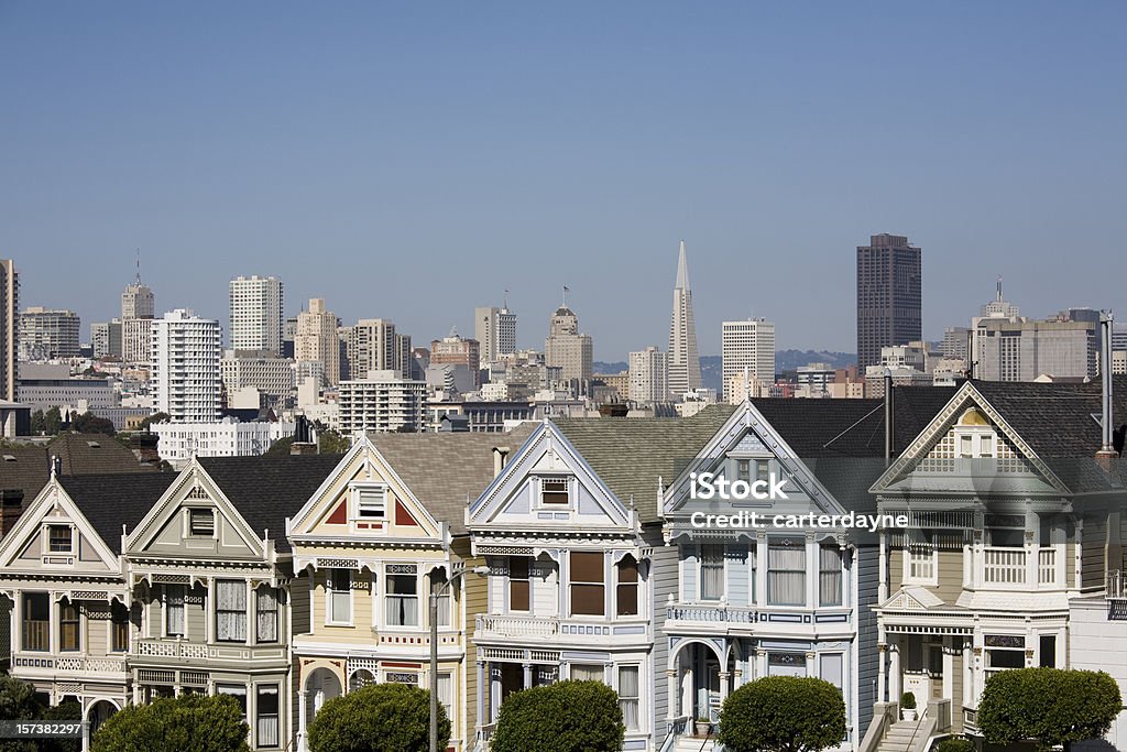Row Houses w San Francisco - Zbiór zdjęć royalty-free (Dom - Budowla mieszkaniowa)