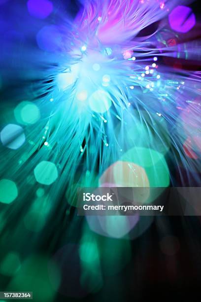 Closeup Bokeh Of Optical Fibers In Purple And Teal Stock Photo - Download Image Now
