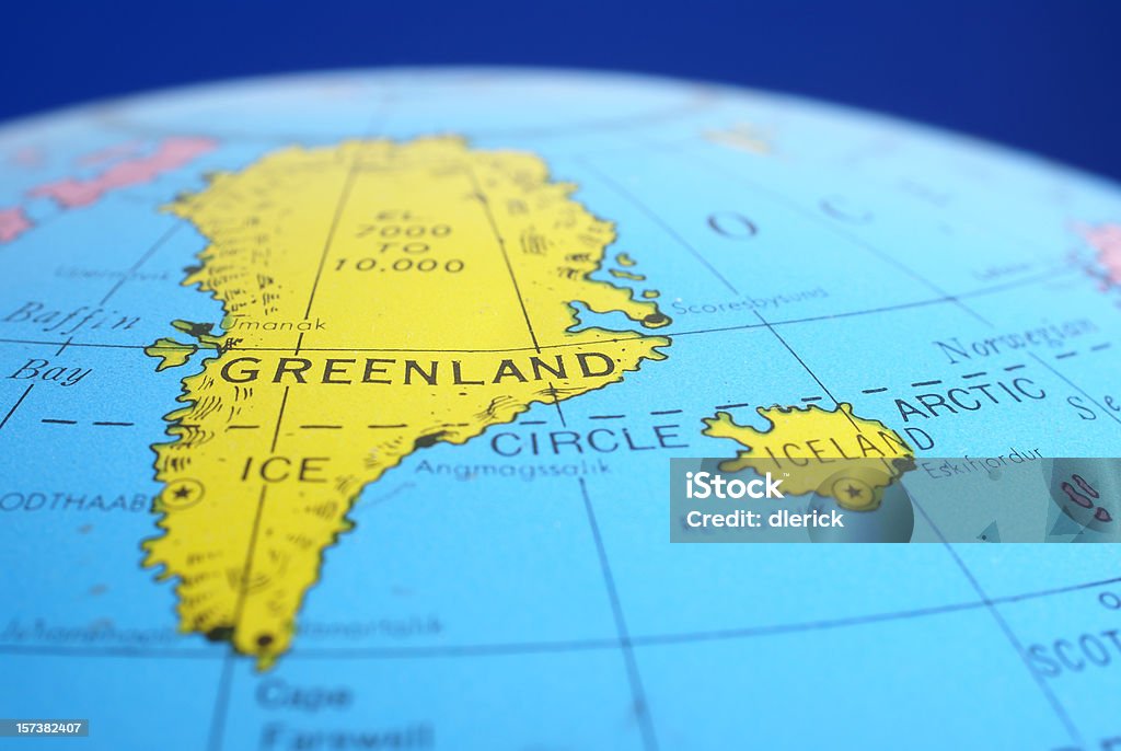 Mappa globale-Groenlandia & Islanda - Foto stock royalty-free di Groenlandia