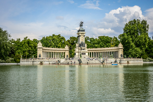 Famous Monument To Alfonso XII At Buen Retiro Park In Madrid, Spain