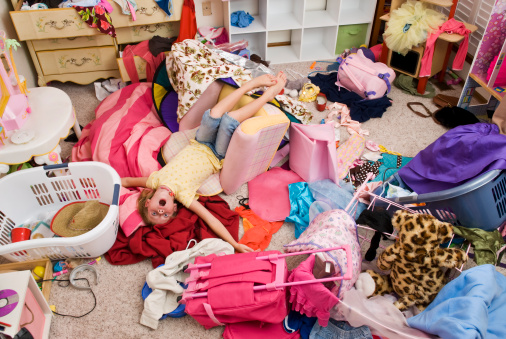 Young girl in the middle of messy room-Series (More Messy Room Pictures) 