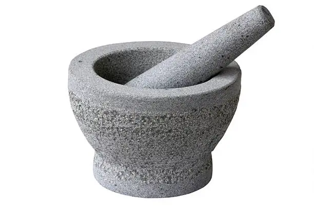 Mortar and Pestle isolated on white.