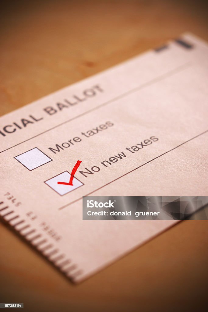 No New Taxes A ballot marked with that very common campaign promise, "No new taxes." American Culture Stock Photo