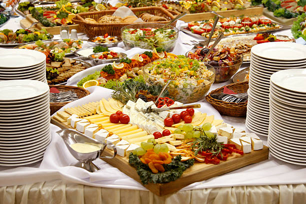 Cattering II Cattering. Table full of food. Fresh Catering stock pictures, royalty-free photos & images