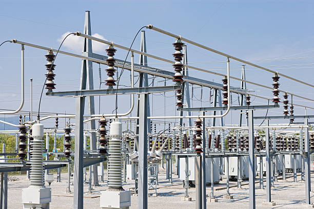 istock Rows of structures in an outdoor power plant 157383225