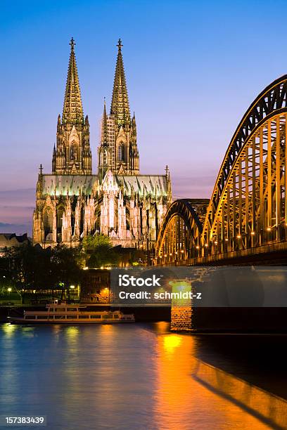 Cologne Cathedral And The Hohenzollern Bridge At Twilight Stock Photo - Download Image Now