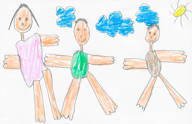 amigos de infância - drawing child childs drawing family imagens e fotografias de stock