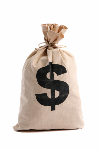 Money bag with dollar sign on a white background