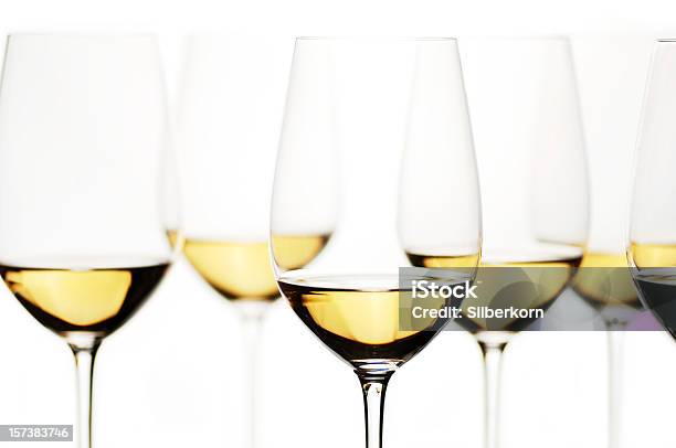 Crystal Glasses Of White Wine On White Background Stock Photo - Download Image Now - Drinking Glass, White Background, White Wine