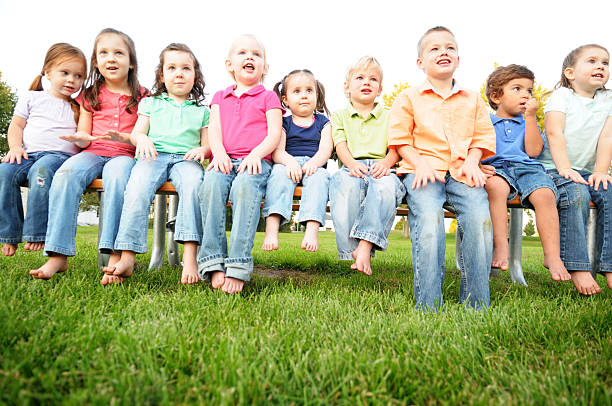 Group of kids at the playground in the park