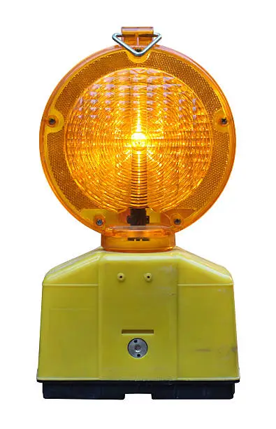 Photo of Flashing Roadside Light isolated with clip path
