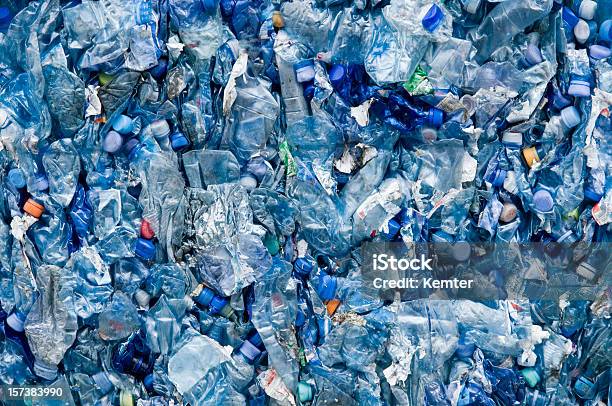 Blue Plastic Garbage Stock Photo - Download Image Now - Plastic, Recycling, Bottle