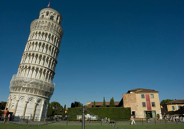The Leaning Tower of Pisa in Italy stock photo