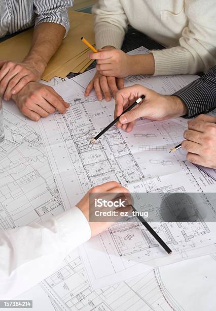 All Hands To Work Stock Photo - Download Image Now - Architect, Drawing - Activity, Architecture